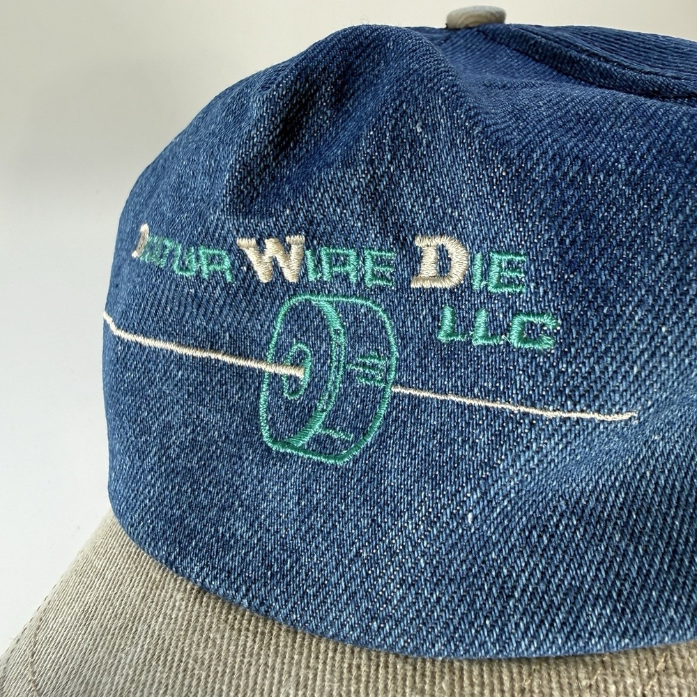 Vintage Cap America Denim Dad Hat Decatur Wire Die LLC Made in USA 90s Promo Cap - Picture 7 of 11
